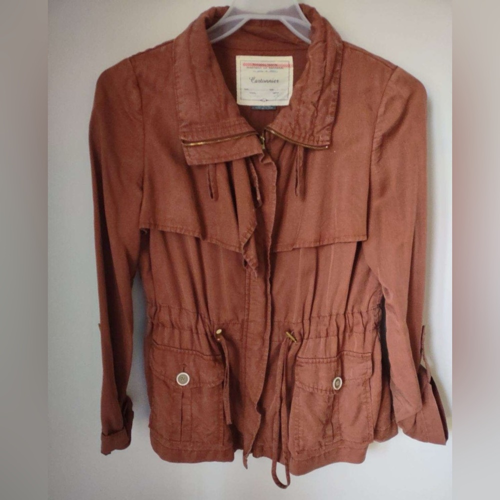 Anthropologie - Terracotta Colored Zipper Jacket - Size 4